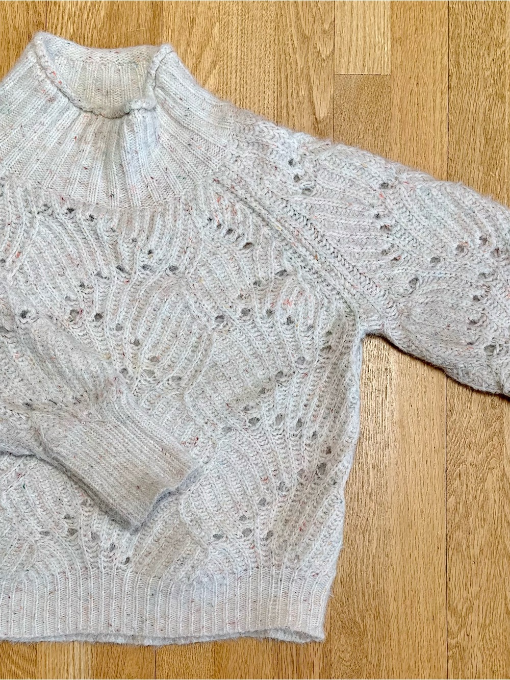Heartloom Cream Speckled Knit Turtleneck Sweater